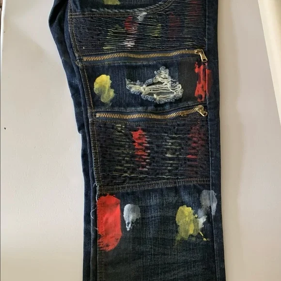 Vintage Americana Painted Zipper Jeans